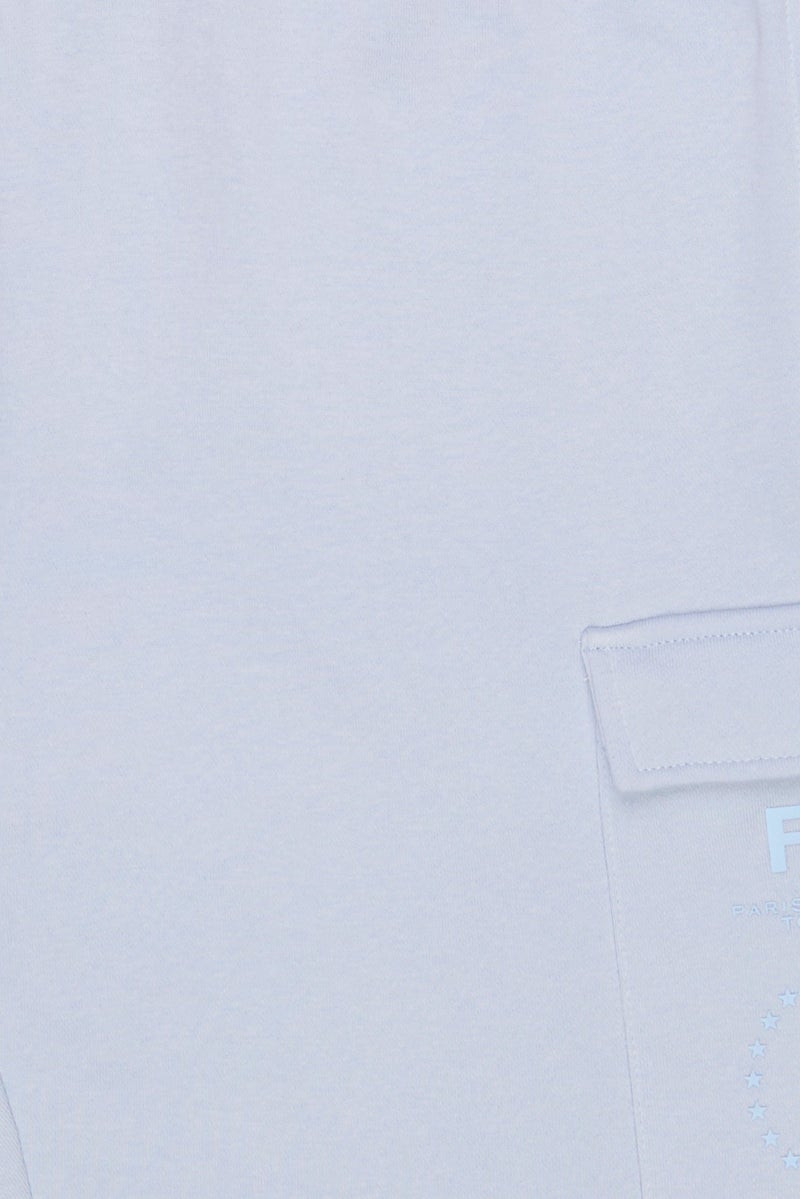 Fudo Men Brand Logo Cargo Shorts, Light Blue - Image 3