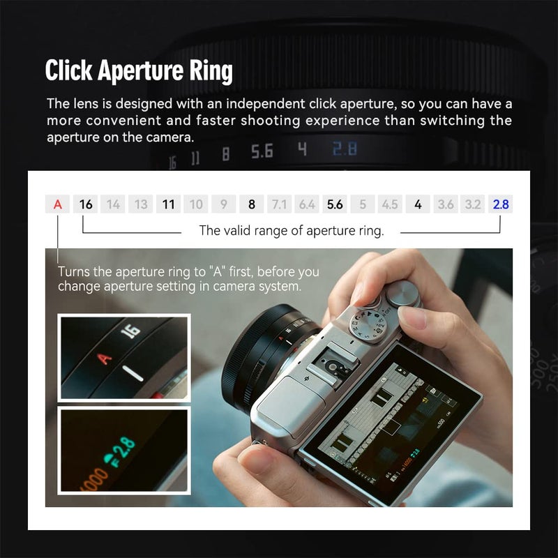 TTArtisan عدسة TTartisan 27mm F2.8 بتركيز تلقائي، متوافقة مع كاميرات فوجي X-Mount XS10 X-A5 X-A7 X-M1 X-M2 X-E4 X-T1 X-T10 X-T2 X-T20 X-T3 X-T4 X-T100 X-T200 X-T30 X-Pro1 X-Pro2 X-Pro3 X-E1 (أسود) - Image 5