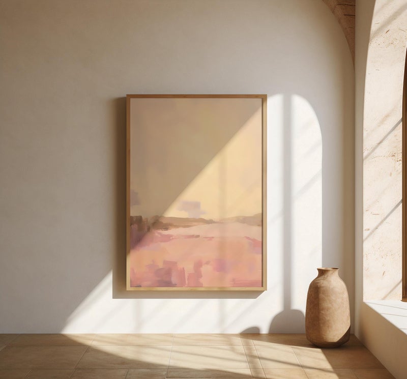 TNESSENTIAL Peach and Pink Abstract Wall Art | Soft Landscape Glow – Framed Poster | Ready to Hang - Image 3