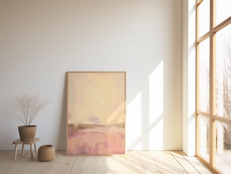 TNESSENTIAL Peach and Pink Abstract Wall Art | Soft Landscape Glow – Framed Poster | Ready to Hang - Image 4