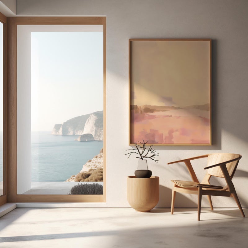 TNESSENTIAL Peach and Pink Abstract Wall Art | Soft Landscape Glow – Framed Poster | Ready to Hang - Image 5