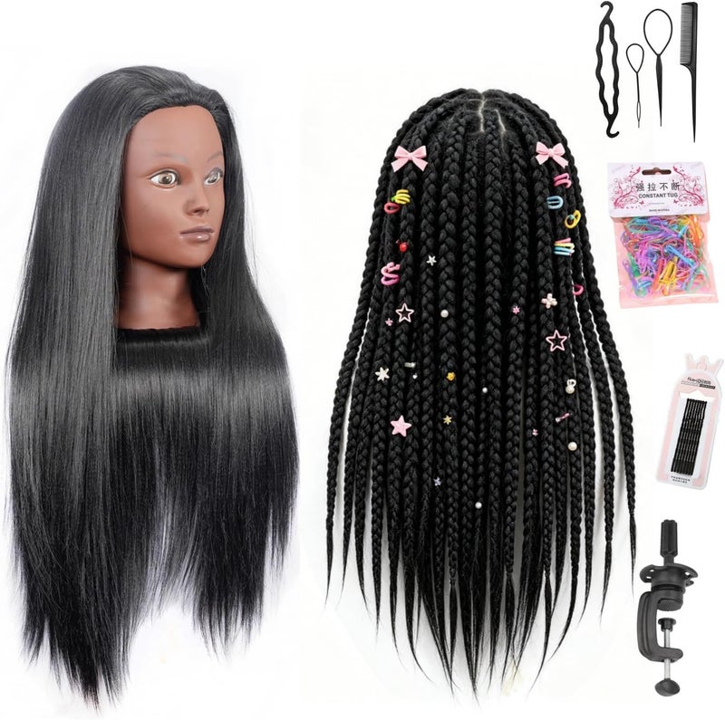 Pykisfp Training Head 26" colourMannequin Head Hair Styling Manikin Cosmetology Doll Head Synthetic Fiber Hair Hairdressing Training Model Free Clamp Exquisite gifts (Gradient red) - Image 1