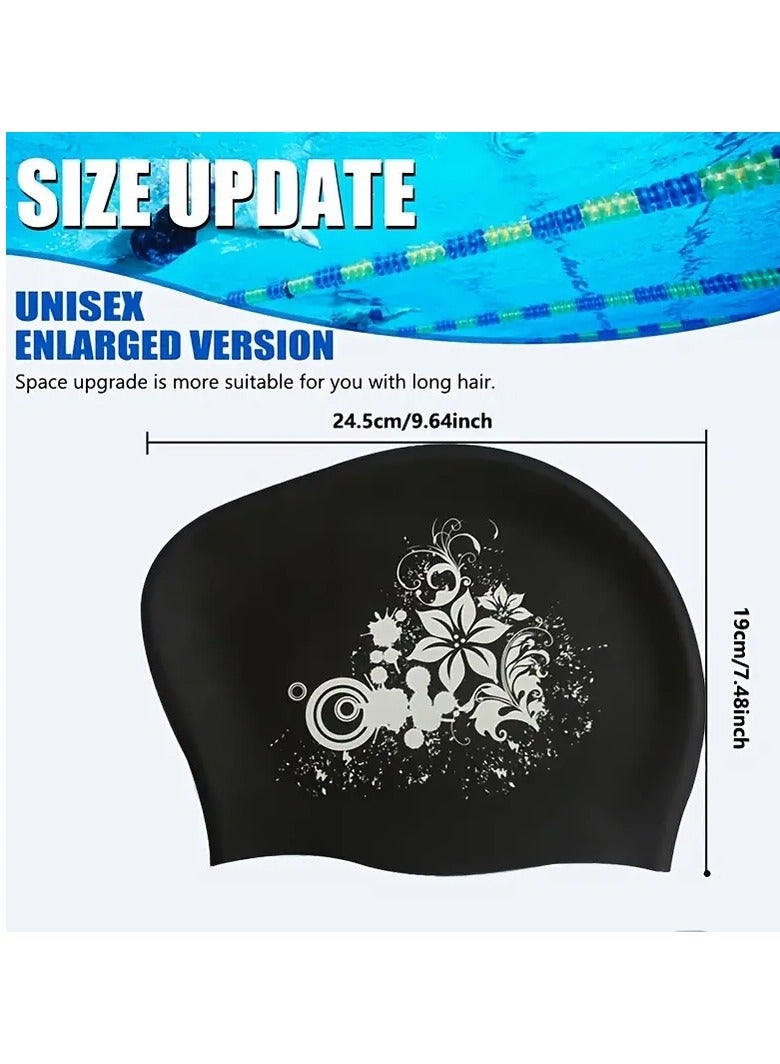 Goolsky Extra-Large Silicone Swim Cap for Long, Thick & Curly Hair, Hand-Washable, Black - Image 3