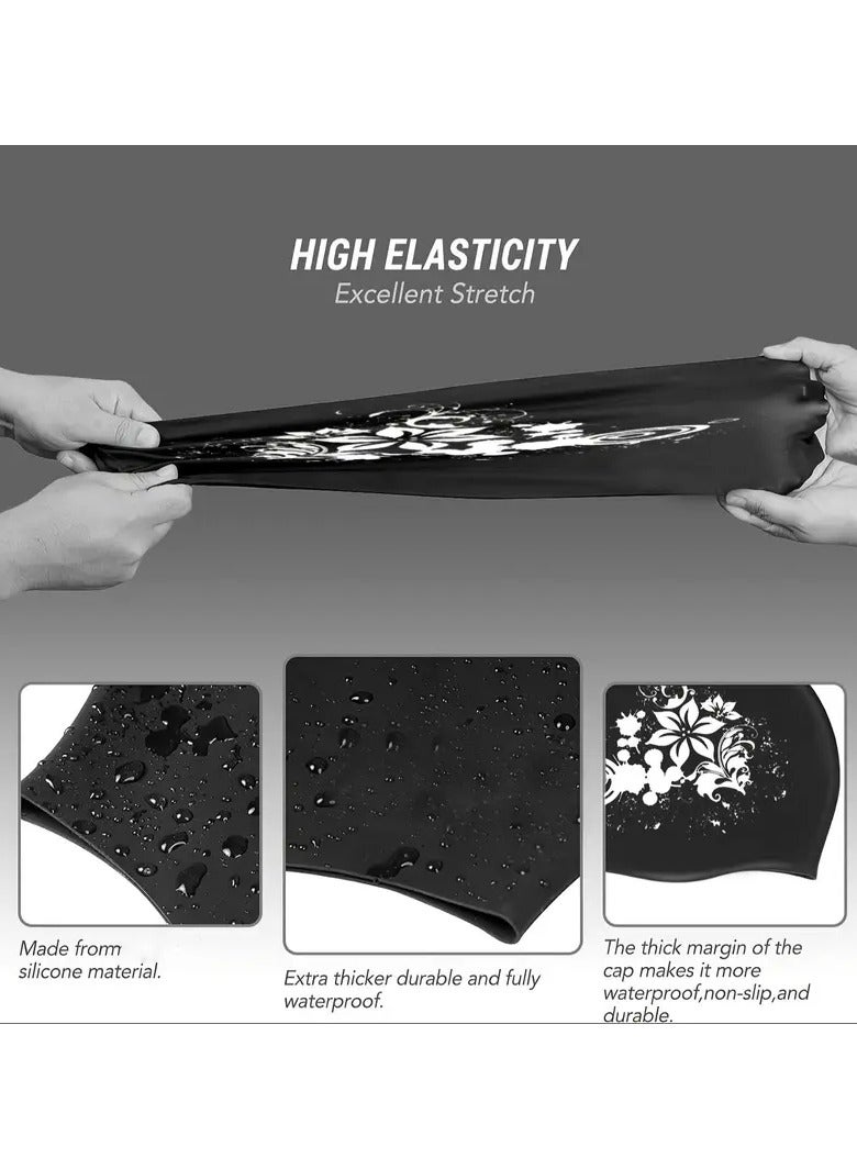 Goolsky Extra-Large Silicone Swim Cap for Long, Thick & Curly Hair, Hand-Washable, Black - Image 4