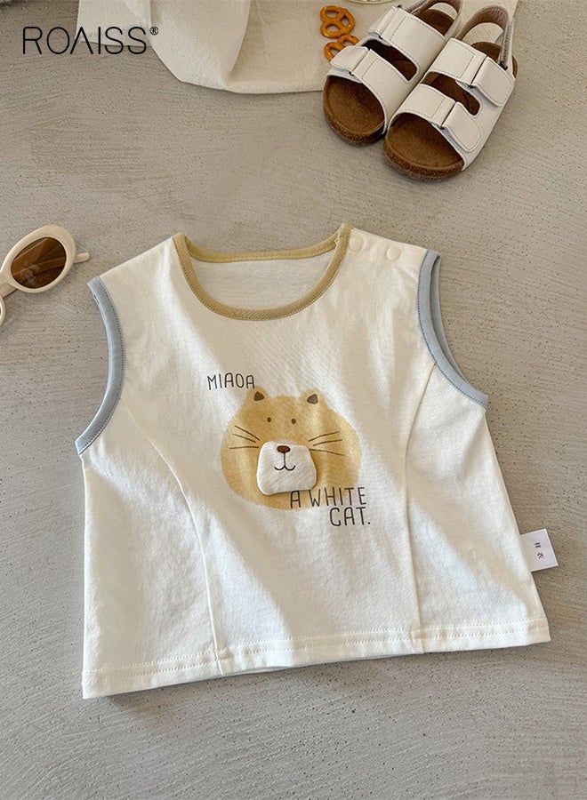 roaiss Little Boy Vest and Pants Set with Adorable Patterns, Stylish 2-Piece Outfit for Boys, Summer Outfit with Round Neck Sleeveless Top and Elastic Waist Pants, Perfect for Daily Wear or Various Occasions  - Image 3
