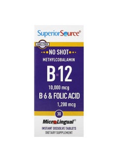 Superior Source Superior Source, Methylcobalamin B-12, B-6 & Folic Acid, 30 MicroLingual Instant Dissolve Tablets  - Image 1