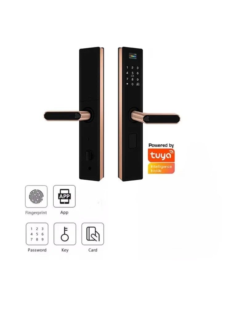 NAVKAR SYSTEMS Navkar Systems Smart Digital Keyless Fingerprint Lock for MainSafetyBedroom Office Door with PasswordSmart CardMechanical Keys WiFi Smart Life Mobile App Control Rose Gold Finish  - Image 3