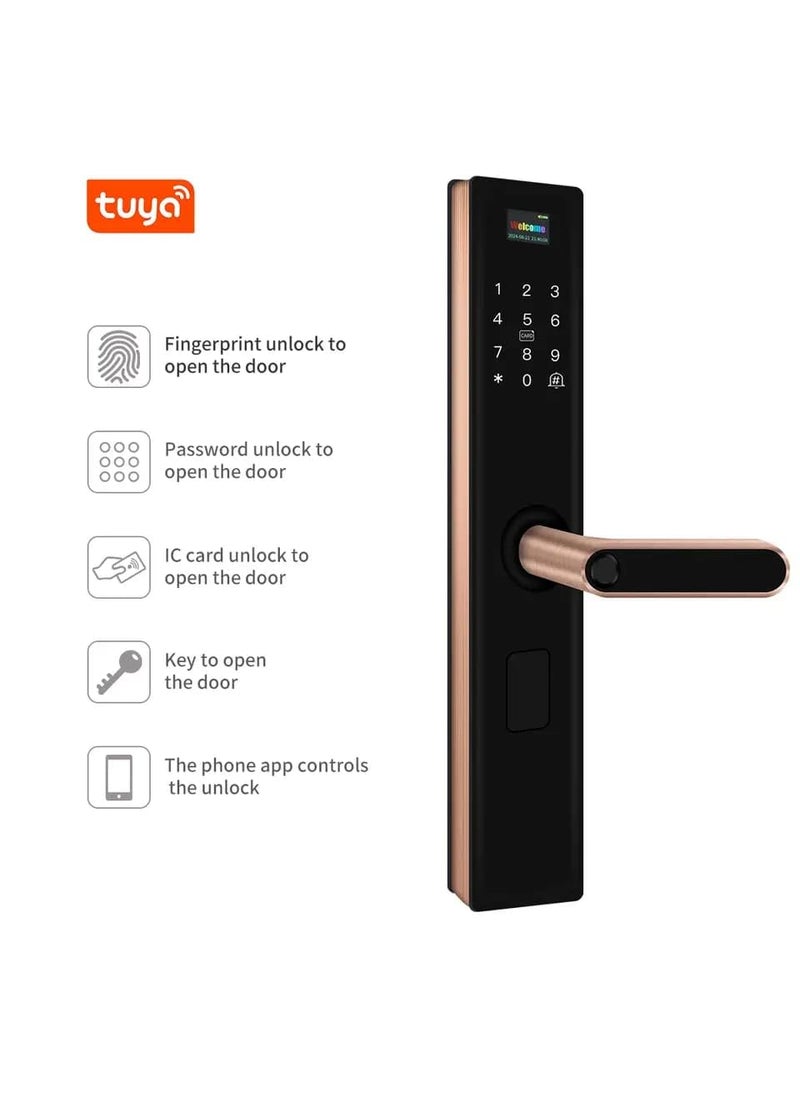 NAVKAR SYSTEMS Navkar Systems Smart Digital Keyless Fingerprint Lock for MainSafetyBedroom Office Door with PasswordSmart CardMechanical Keys WiFi Smart Life Mobile App Control Rose Gold Finish  - Image 5