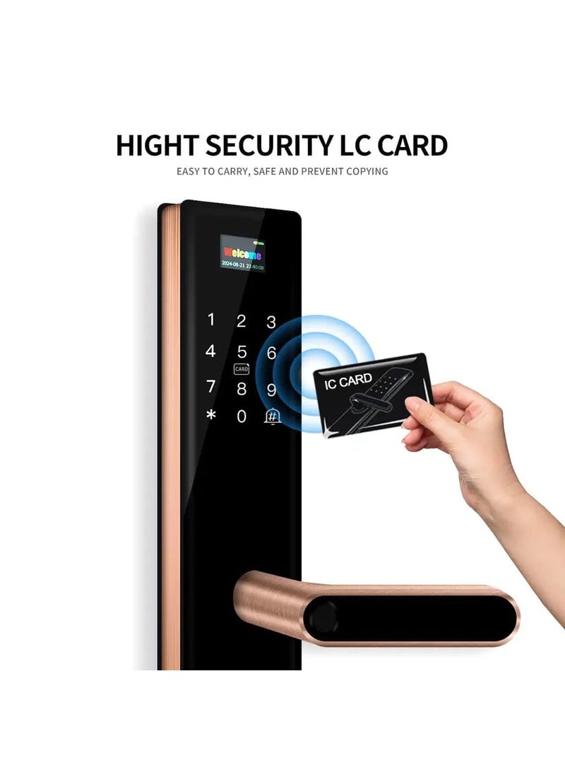 NAVKAR SYSTEMS Navkar Systems Smart Digital Keyless Fingerprint Lock for MainSafetyBedroom Office Door with PasswordSmart CardMechanical Keys WiFi Smart Life Mobile App Control Rose Gold Finish  - Image 4
