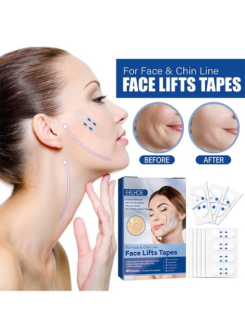 Face Lifts Tapes - Waterproof with a Strong Elasticity Lifts For Face & Chin Line, Face Lifts Tapes,  V-line Face Lift Tapes Face and Neck Lifting Patch for Firming V Face Preventing Sagging Lightening Lines  40 Pieces