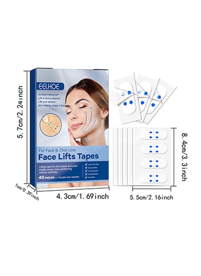 EELHOE - Face Lifts Tapes - Waterproof with a Strong Elasticity Lifts For Face & Chin Line, Face Lifts Tapes,  V-line Face Lift Tapes Face and Neck Lifting Patch for Firming V Face Preventing Sagging Lightening Lines  40 Pieces - Image 1