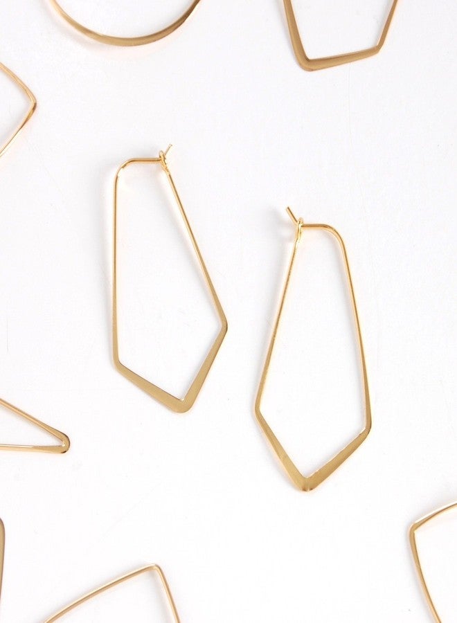 هامبل شيك نيويورك أقراط حلقية بتصميم هندسي أنيق وبسيط - خفيفة الوزن، مطلية بالذهب عيار 18 قيراطًا - 1.5 بوصة - Image 3