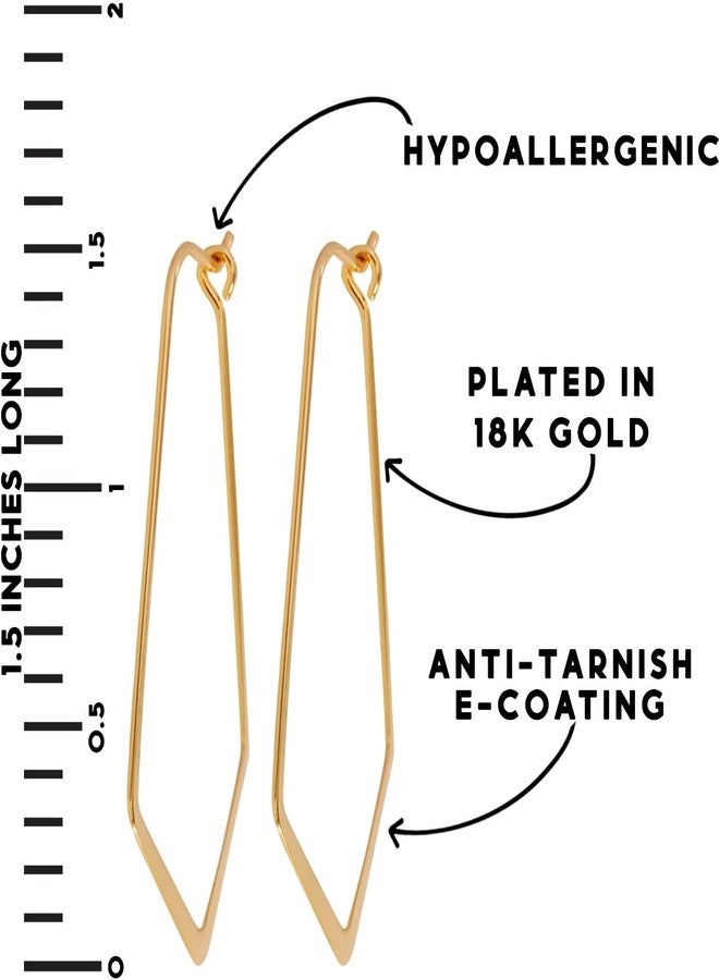 هامبل شيك نيويورك أقراط حلقية بتصميم هندسي أنيق وبسيط - خفيفة الوزن، مطلية بالذهب عيار 18 قيراطًا - 1.5 بوصة - Image 4