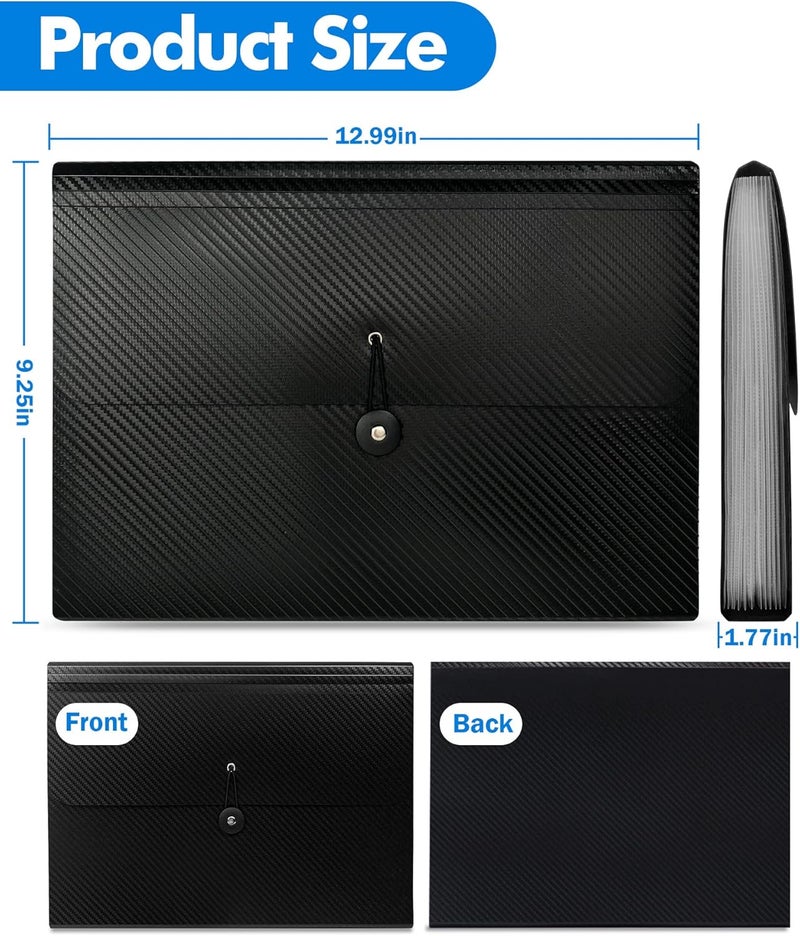 Cesil 3Pcs Expanding File Folders, 13 Pockets File Organizer Accordion File Holder with Elastic Buckles Closure, A4 Paper Document Organizer for Home School Office - Image 3