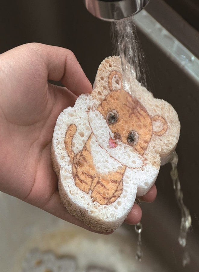 HENIJ� Kitchen Cleaning Sponge, Cartoon Scrub Sponge Cute Brush Dish Cloth Scouring Pad for Kitchen Bathroom, Random Pattern (Pack of 6 - Image 4