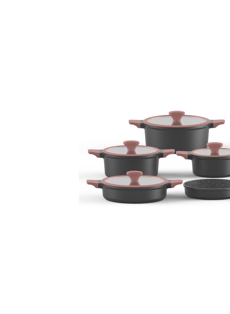 PERFECT KITCHEN 9-Piece Cookware Set with Glass Lids – Black & Orange (Lids Included) - Image 5