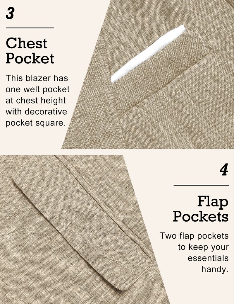 COOFANDY Men's Blazer Casual Sport Coats Slim Fit One Button Suit Jacket Lightweight Sports Jacket (Light Khaki,Medium) - Image 4