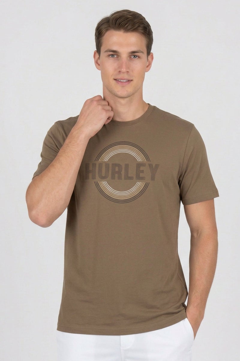 Hurley Men Sportswear Fit Short Sleeve Outdoor T-Shirt, Taupe - Image 1