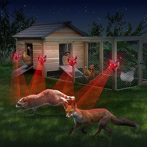 GEROSSI Solar Nocturnal Animal Repeller 4 Pack - Effective Repellent Device for Coyote, Deer, Fox, Raccoon, Skunk - Powerful Outdoor Coyote Deterrent - Predator Lights for Chicken Coop, Farm, Yard, Garden - Image 2