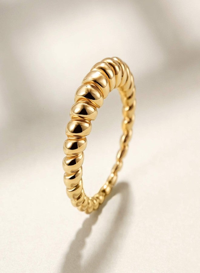 WISTIC 14K Gold Plated Croissant Dome Rings for Women, 316L Stainless Steel Chunky Band Rings, Trendy Twisted Braided Stackable Ring, Statement Jewelry - Image 2