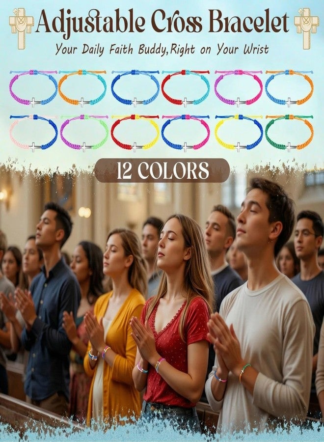 Highergo 120 Pcs Easter Cross Bracelets Colorful Cross Friendship Bracelet for Jesus Christian Handmade Adjustable Rope Gifts - Image 3
