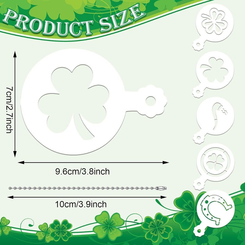 JULBEAR 36 Pieces Reusable St Patrick's Day Cookie Cake Stencils Templates Mold Tools for Cookies DIY Holiday Baking Painting Dessert Coffee Irish Face Painting St Patrick's Party Decoration - Image 2