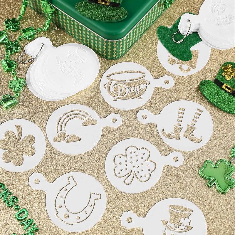 JULBEAR 36 Pieces Reusable St Patrick's Day Cookie Cake Stencils Templates Mold Tools for Cookies DIY Holiday Baking Painting Dessert Coffee Irish Face Painting St Patrick's Party Decoration - Image 3