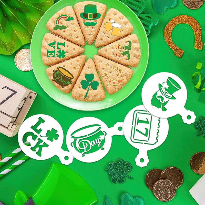 JULBEAR 36 Pieces Reusable St Patrick's Day Cookie Cake Stencils Templates Mold Tools for Cookies DIY Holiday Baking Painting Dessert Coffee Irish Face Painting St Patrick's Party Decoration - Image 4