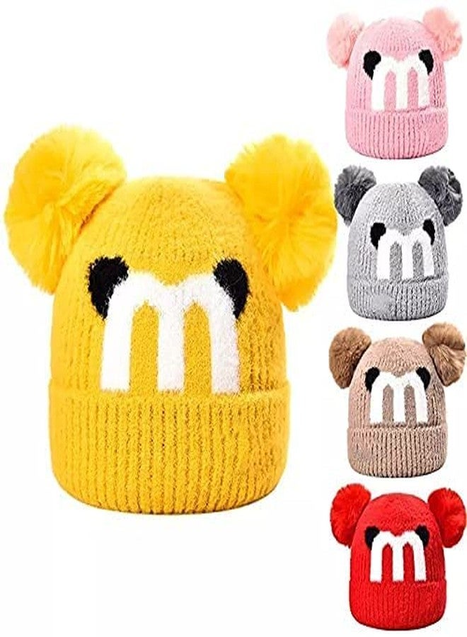 HRBS Boy's and Girl's Warm Winter Woolen Cap with Soft Pom-Pom (Suitable for Age 3-10 Years Old - Free Size) Color:- Brown - Image 3