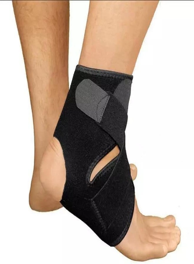 SUEFOR Premium Ankle Support Compression Brace For Injuries, Ankle Protection Guard Helpful In Pain Relief And Recovery. Ankle Band For Men & Women Neoprene Black - 1Pcs, Free Size - Image 1