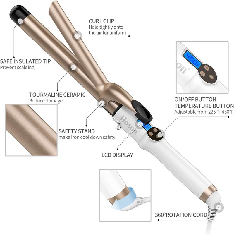 Hoson 1 Inch Curling Iron with Tourmaline Ceramic Coating and LCD Display - Image 5