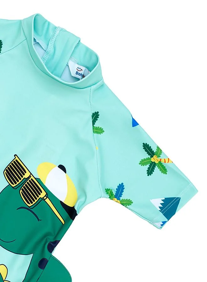 babyqlo Cool Dino 2 Pc Boys Swimsuit with 3D Spikes