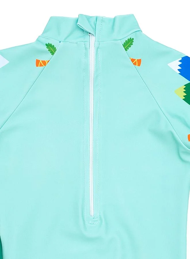 babyqlo Cool Dino 2 Pc Boys Swimsuit with 3D Spikes