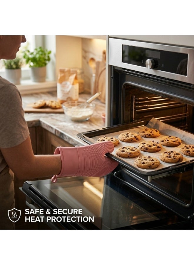 طلال قفاز فرن سيليكون مقاوم للحرارة - قفاز فرن ذو ملمس مانع للانزلاق للخبز والطهي - قفاز مطبخ مرن مقاوم للحرارة للأواني الساخنة والمقالي والشواء والاستخدام في الفرن - مريح وسهل التنظيف (متعدد الألوان) - Image 3