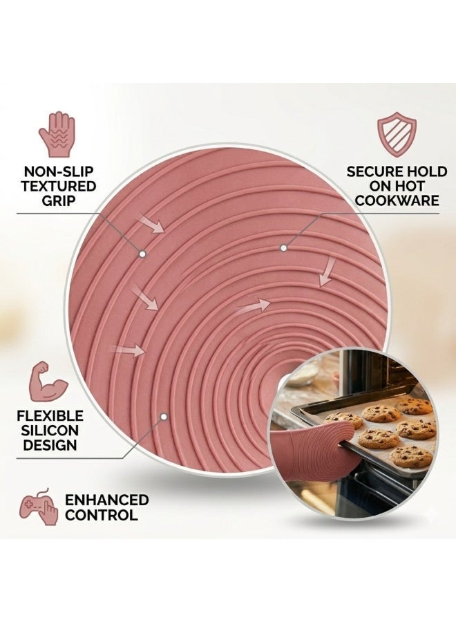 طلال قفاز فرن سيليكون مقاوم للحرارة - قفاز فرن ذو ملمس مانع للانزلاق للخبز والطهي - قفاز مطبخ مرن مقاوم للحرارة للأواني الساخنة والمقالي والشواء والاستخدام في الفرن - مريح وسهل التنظيف (متعدد الألوان) - Image 4