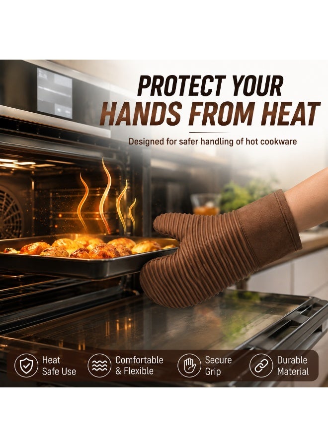 Silicone Oven Glove Heat Resistant – Non-Slip Textured Grip Oven Mitt for Baking & Cooking – Flexible Heatproof Kitchen Glove for Hot Pots, Pans, BBQ & Oven Use – Comfortable & Easy to Clean (Multi-colour) - Image 2