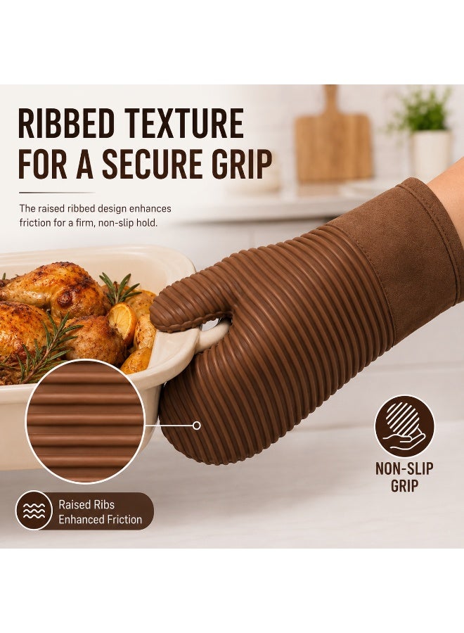 Silicone Oven Glove Heat Resistant – Non-Slip Textured Grip Oven Mitt for Baking & Cooking – Flexible Heatproof Kitchen Glove for Hot Pots, Pans, BBQ & Oven Use – Comfortable & Easy to Clean (Multi-colour) - Image 3