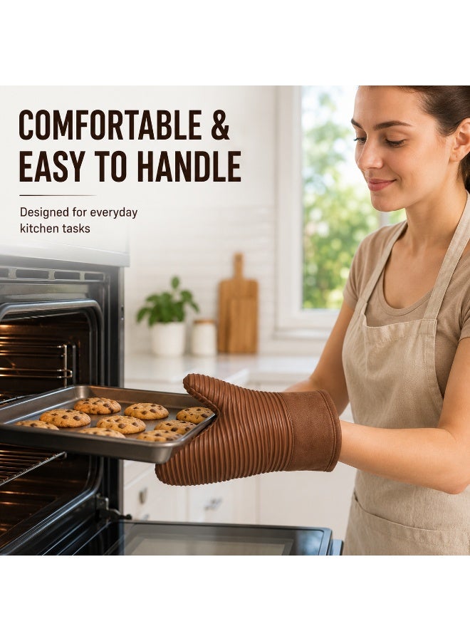 Silicone Oven Glove Heat Resistant – Non-Slip Textured Grip Oven Mitt for Baking & Cooking – Flexible Heatproof Kitchen Glove for Hot Pots, Pans, BBQ & Oven Use – Comfortable & Easy to Clean (Multi-colour) - Image 4