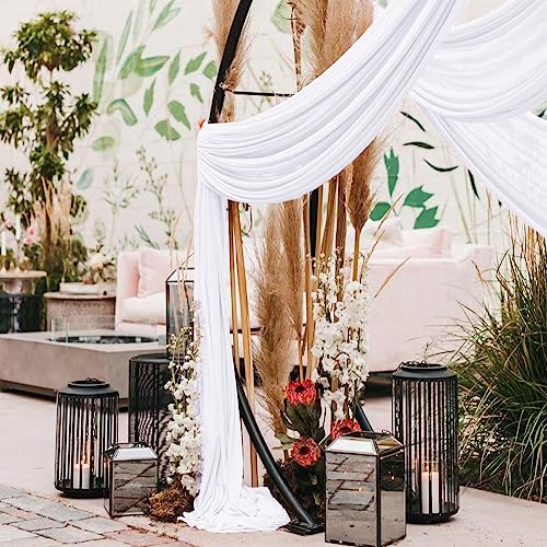 LINXTAR White Wedding Arch Draping Fabric 2 Panels 30'' x 18FT Sheer Chiffon Arch Drapery for Photo Booth Bridal Shower Baby Shower Church Decor Newborn Photography Christening Outdoor Party - Image 5