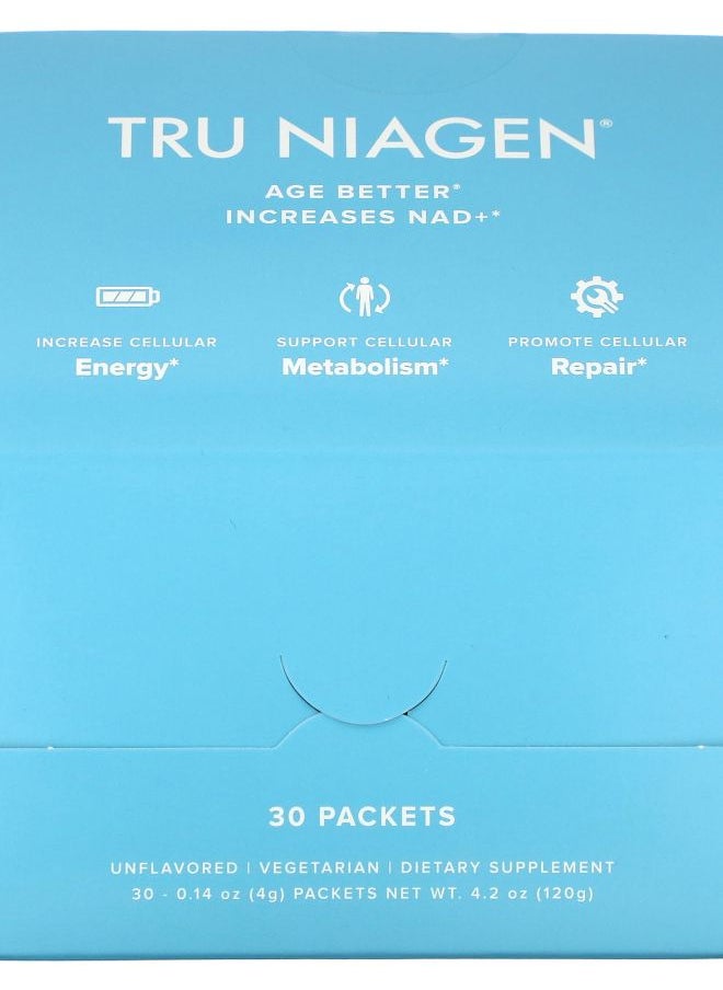 TRU NIAGEN Increases NAD+ Nicotinamide Riboside Unflavored 30 Packets 0.14 oz (4 g) Each 