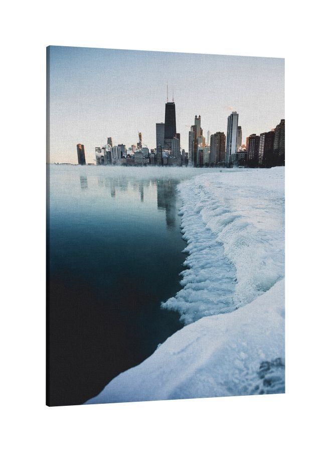 RKN City Side Printed Framed Canvas Wall Art Grey/White 60x80centimeter - Image 1