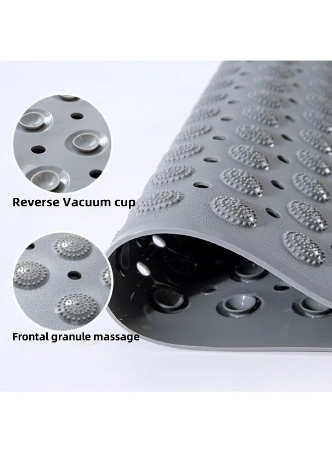 إتش كيو جيمنغ سجادة حوض استحمام غير قابلة للانزلاق مع أكواب شفط وفتحات تصريف، سجادة حمام مضادة للانزلاق، سجادة استحمام ناعمة قابلة للغسل في الغسالة، سجادة حمام مضادة للانزلاق لحوض الاستحمام للأطفال (36 × 71 سم، رمادي) - Image 4