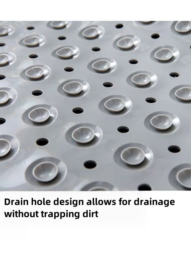 إتش كيو جيمنغ سجادة حوض استحمام غير قابلة للانزلاق مع أكواب شفط وفتحات تصريف، سجادة حمام مضادة للانزلاق، سجادة استحمام ناعمة قابلة للغسل في الغسالة، سجادة حمام مضادة للانزلاق لحوض الاستحمام للأطفال (36 × 71 سم، رمادي) - Image 5