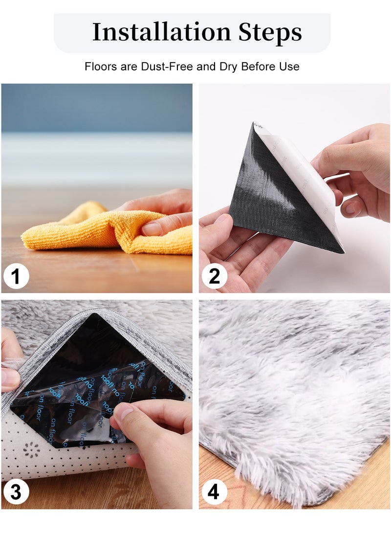 KADRAMA 8 Pcs 2 in 1 Upgrade Grippers for Rugs Carpet Fixed Stickers Non Slip Rug Pads Reusable and Washable (Black-8.9*8.9cm)  - Image 5