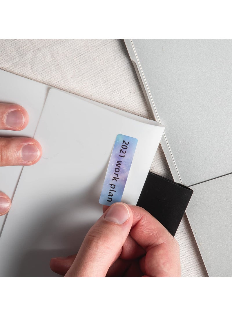 فوميمو 3 لفات ورق ملصقات مربع ذاتي اللصق متعدد الاغراض مقاس 12×40 ملم لطابعة ملصقات Q30S/D30، للطباعة بالاسود على الابيض، 160 ملصق في اللفة، نمط سماء مليئة بالنجوم - Image 5