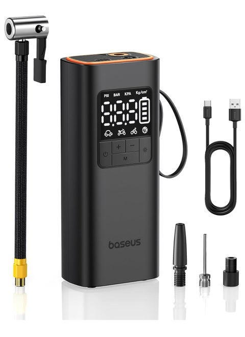 Cordless Tire Inflator 150PSI Portable Air Compressor, 4000mAh Rechargeable Battery, Fast Inflation Pump with Digital LED Display, Auto Shut-Off, USB-C, 4 Preset Modes, for Car, Bike, Motorcycle, Balls, 17-Cylinder Motor, LED Light, 12 Safety Protections