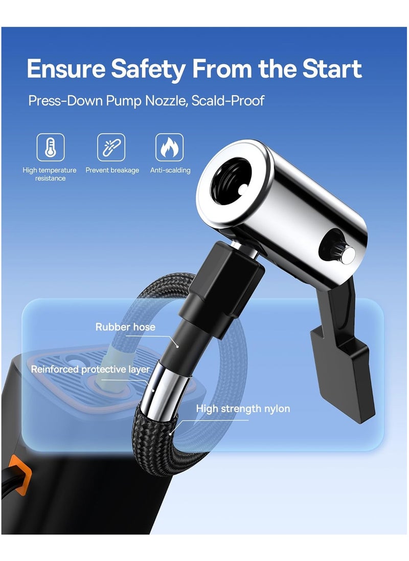 Baseus - Cordless Tire Inflator 150PSI Portable Air Compressor, 4000mAh Rechargeable Battery, Fast Inflation Pump with Digital LED Display, Auto Shut-Off, USB-C, 4 Preset Modes, for Car, Bike, Motorcycle, Balls, 17-Cylinder Motor, LED Light, 12 Safety Protections - Image 1