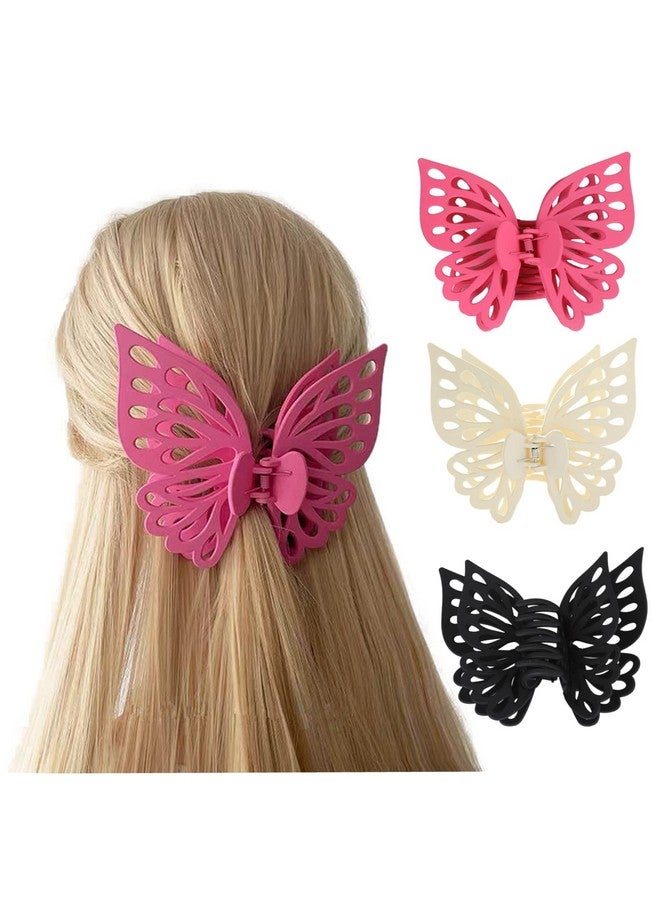 QTMY 3 Pack Large Butterfly Hair Claw Clips For Stylingdecorative Fancy Hair Clips For Girls Women - Image 1