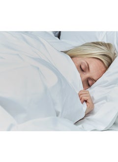7 نجوم هرتزم غطاء لحاف من الخيزران مقاس كينغ 240x220 سم مع زر إغلاق وأربطة جانبية 400TC رائع ومضاد للحساسية وناعم وحريري - أزرق سماوي  - Image 3