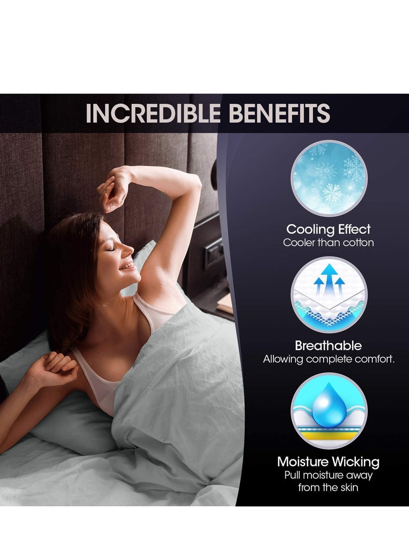 Bamboo Duvet Cover King Size 240x220 cm With Button Closing and Corner Ties 400TC Cool, Anti-Allergic, Soft and Silky – Sky Blue